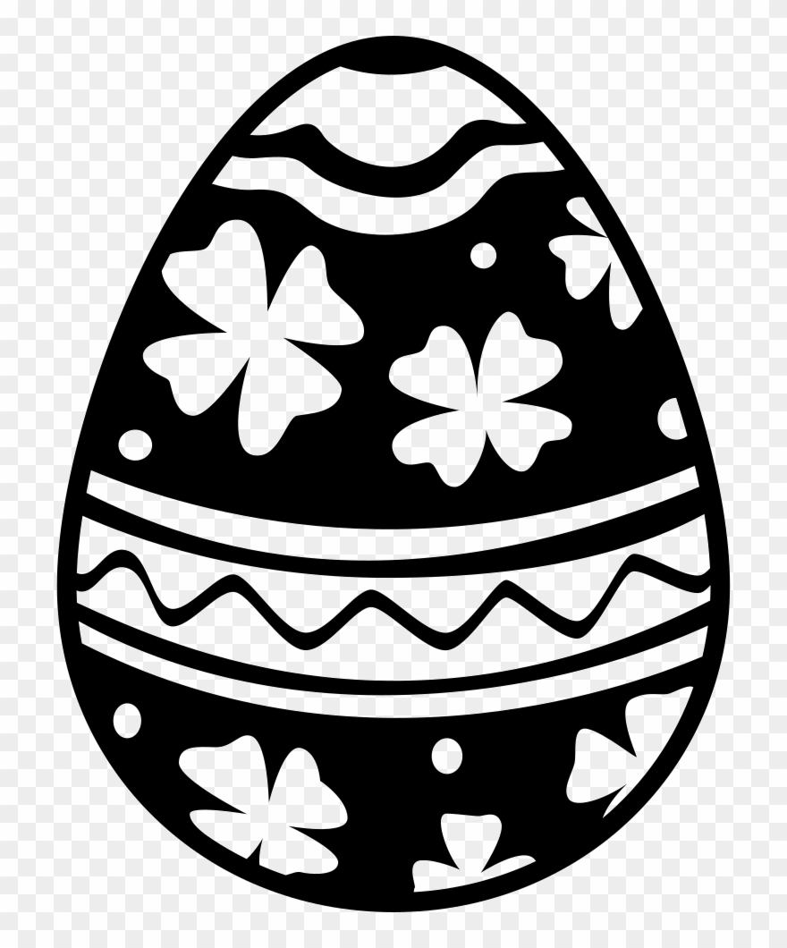 Easter Egg With Flowers And Lines Decoration Comments Clipart