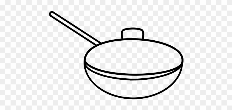 Fry Pan With Lid Rubber Stamp Clipart