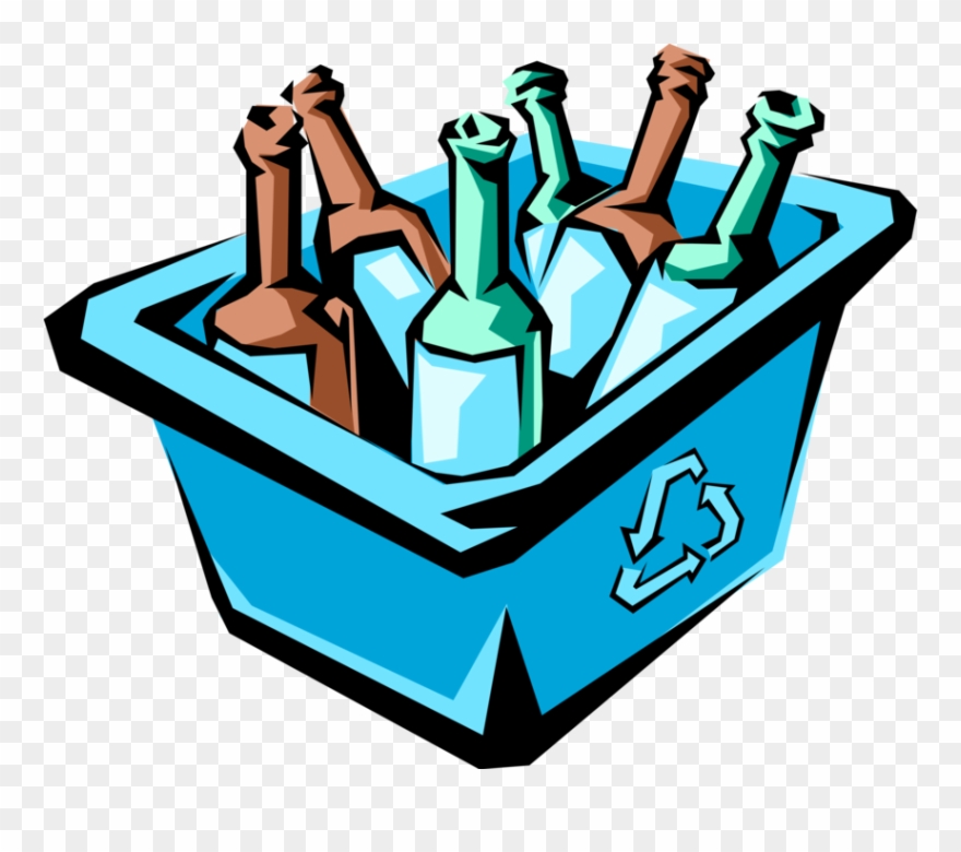 Vector Illustration Of Recycle Blue Box Receptacle Clipart