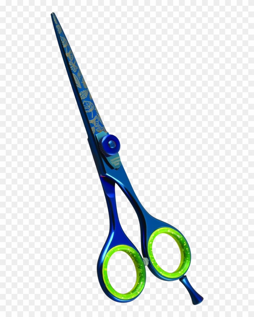 Samurai Barber Shears Blue Titanium With Unique Texture Clipart