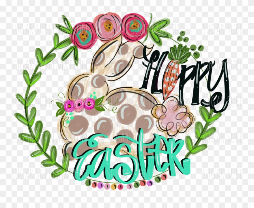 Hoppy Easter - Happy - Hand Lettered - Sublimation Clipart