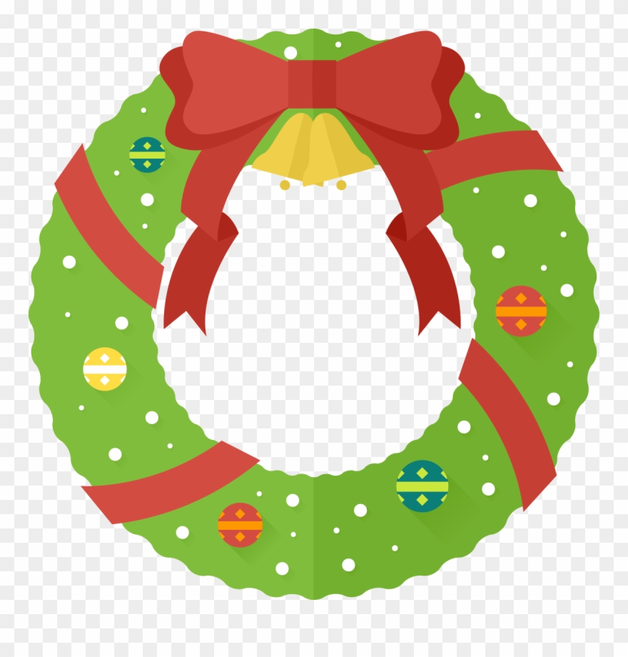 Free - Cute Christmas Wreath Clipart - Png Download