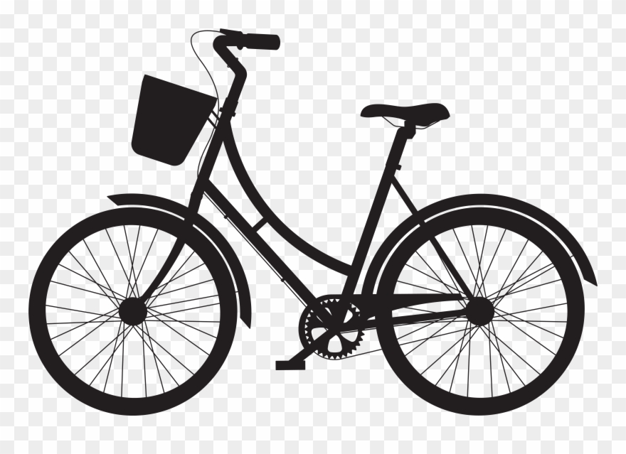 Picture Free Library Bike Transparent Basket Clipart - Bicycle With Basket Vector Png