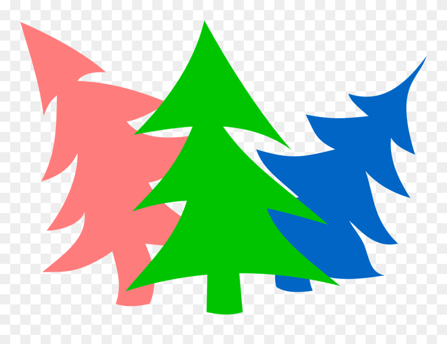 Merry New-year Firs By Rones Free Vector - Season's Greetings Colorful Trees Christmas Card Clipart
