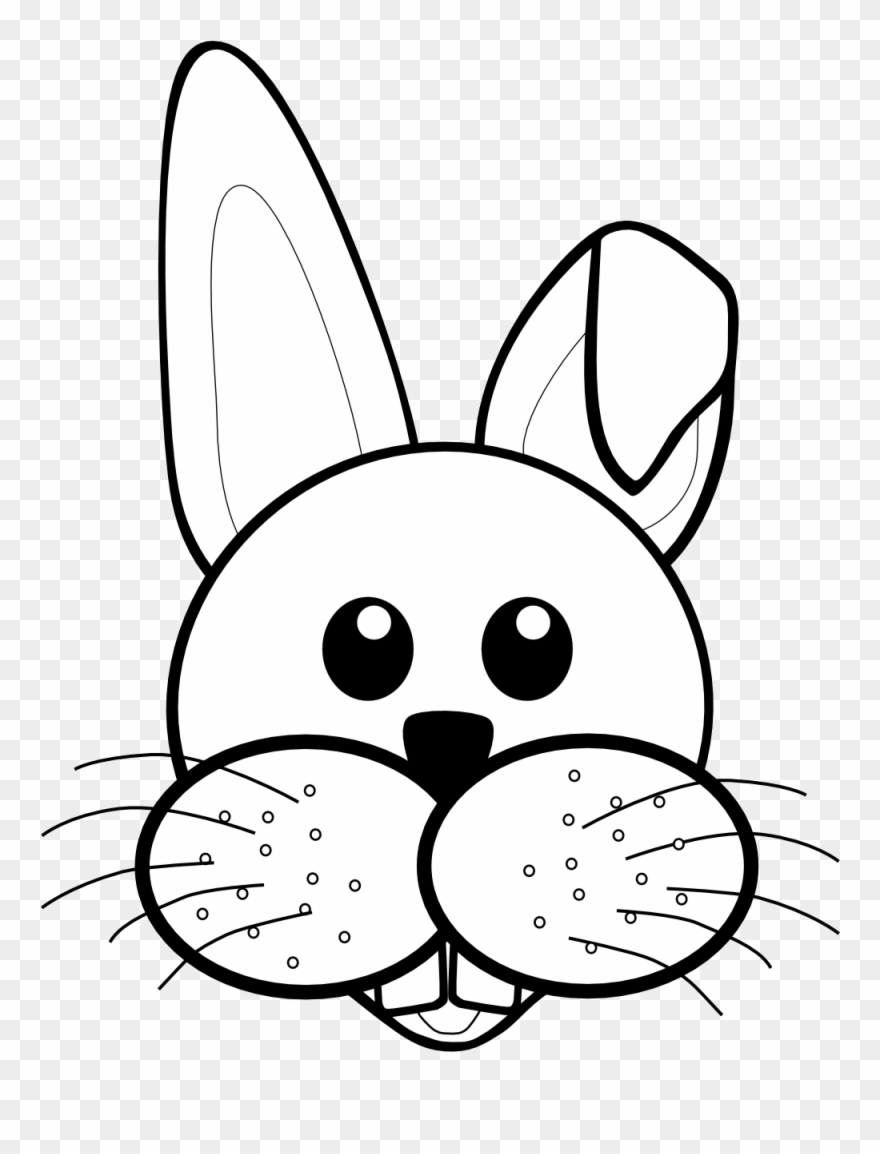 Rabbit Black And White Bunny Black And White Bunny - Animal Face Coloring Pages Clipart