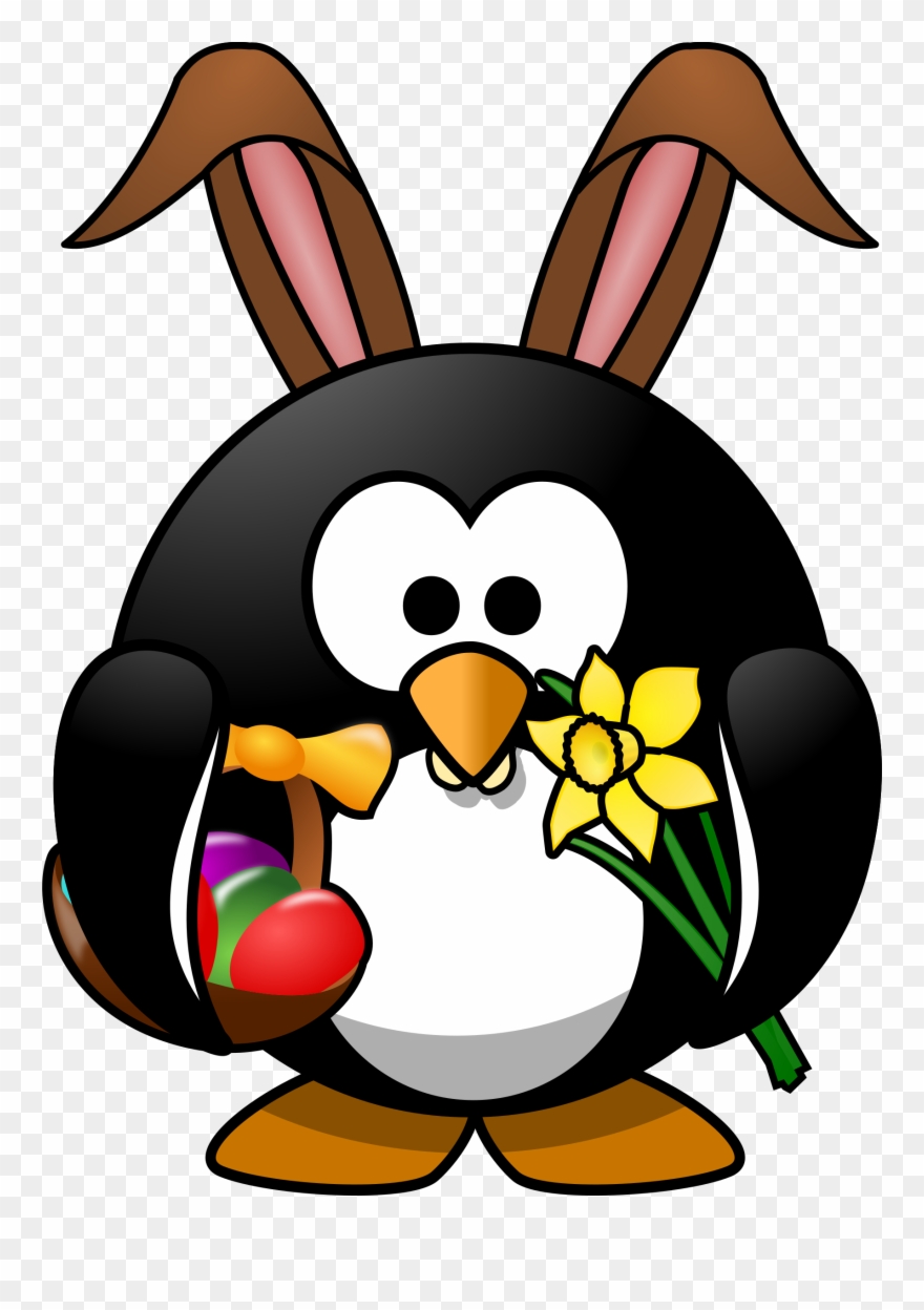 Clipart - Easter Bunny Penguin Shower Curtain - Png Download