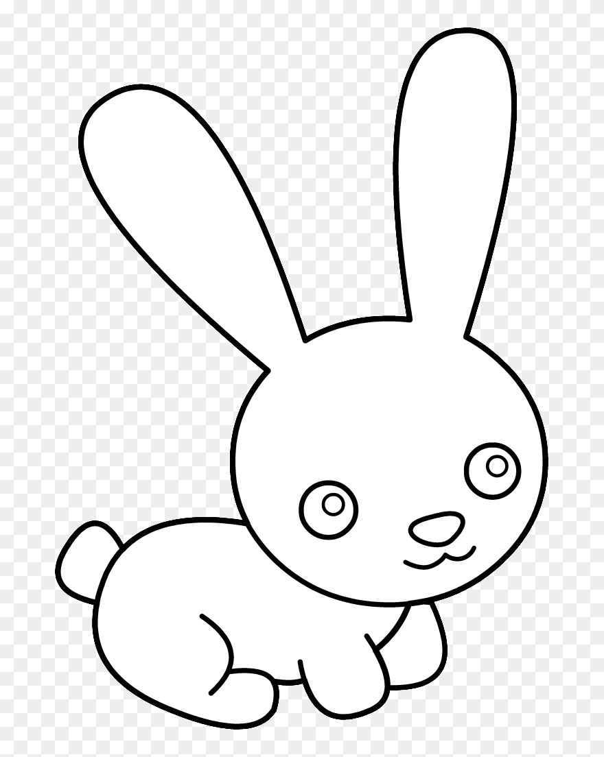 Fast Rabbit Clipart - Cute Rabbit Cartoon Black And White - Png Download