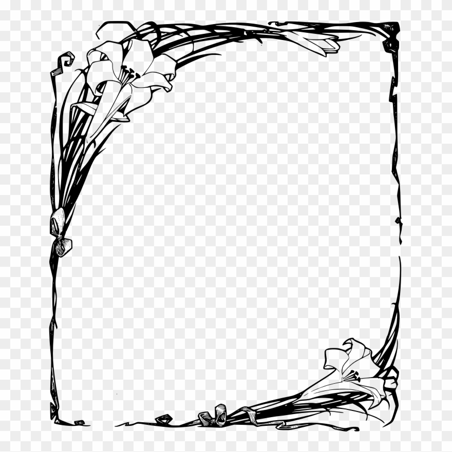 Easter Lilies Frame - Funeral Borders Design Png Clipart