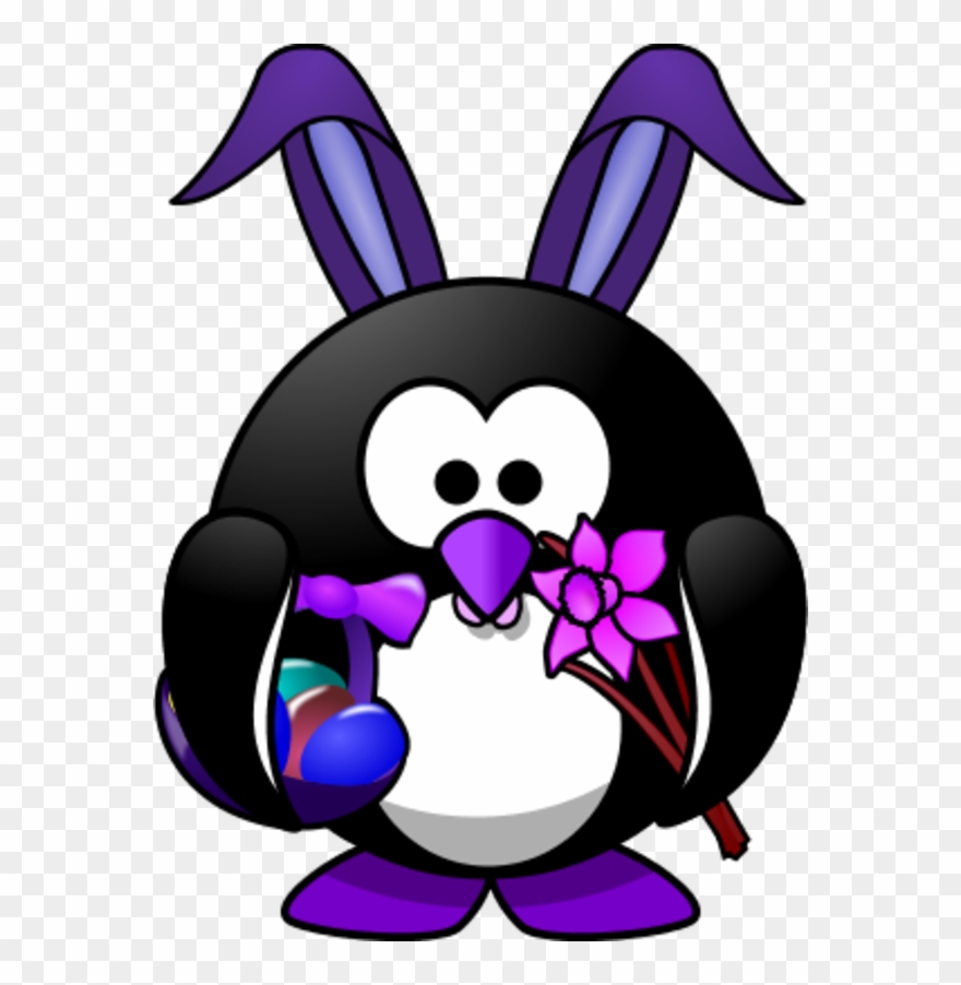 Vector Clip Art - Easter Bunny Penguin Shower Curtain - Png Download