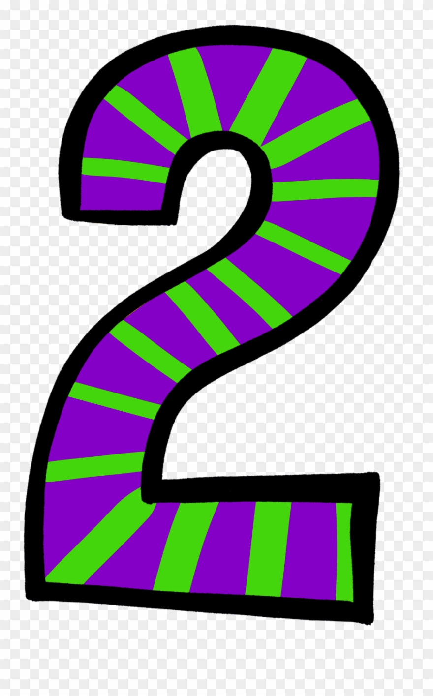 Download Number 2 Birthday Clipart - Purple And Green Number 2 - Png
