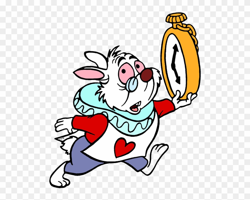 White Rabbit Running With Watch - Clip Art - Png Download
