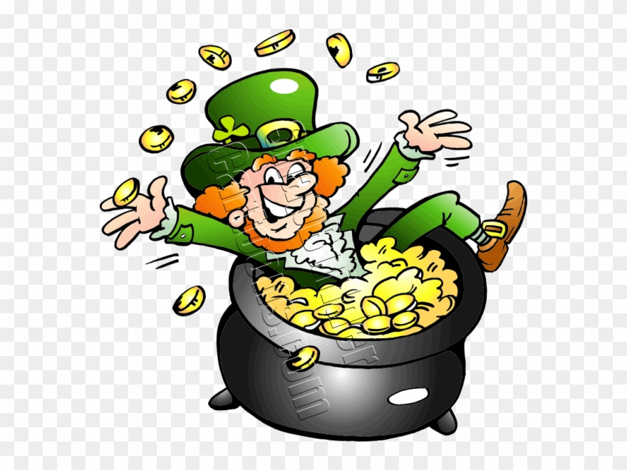 Clip Art Free Library Revolutionary With A Pot - Leprechaun Sitting On Pot Of Gold - Png Download