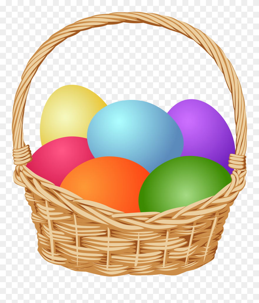 Basket With Easter Eggs Clip Art Image - Apples In A Basket Clip Art - Png Download