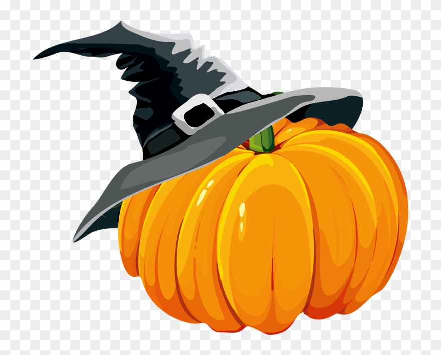 Samhain Halloween Cliparts - Pumpkin With Witch Hat - Png Download