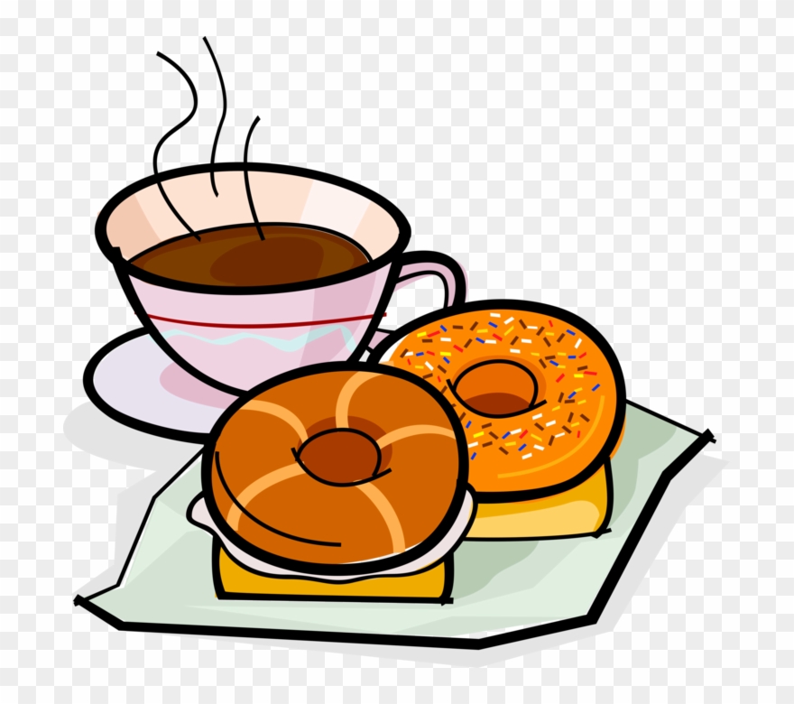 Picture Transparent Library Bagel Drawing Coffee Donut - Donuts And Coffee Clipart - Png Download