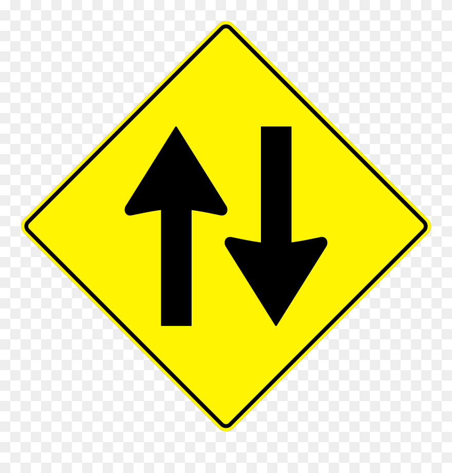 Traffic Clip Art Download - Two Lane Road Sign - Png Download