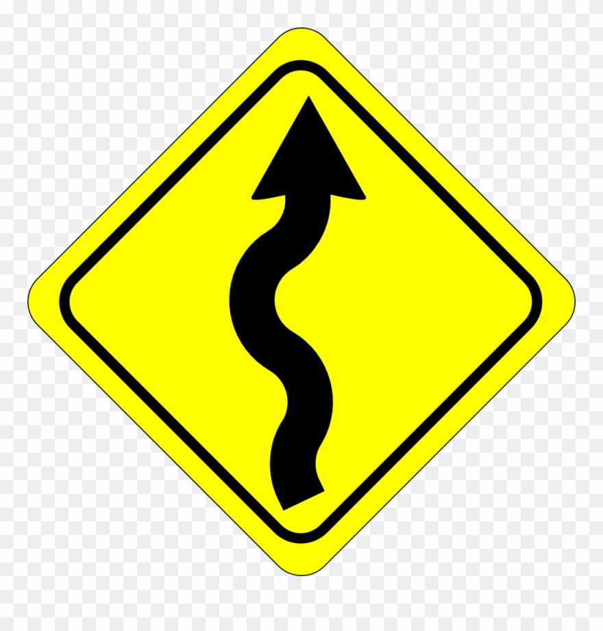 Free C Clipart Download - Curvy Road Ahead Sign - Png Download