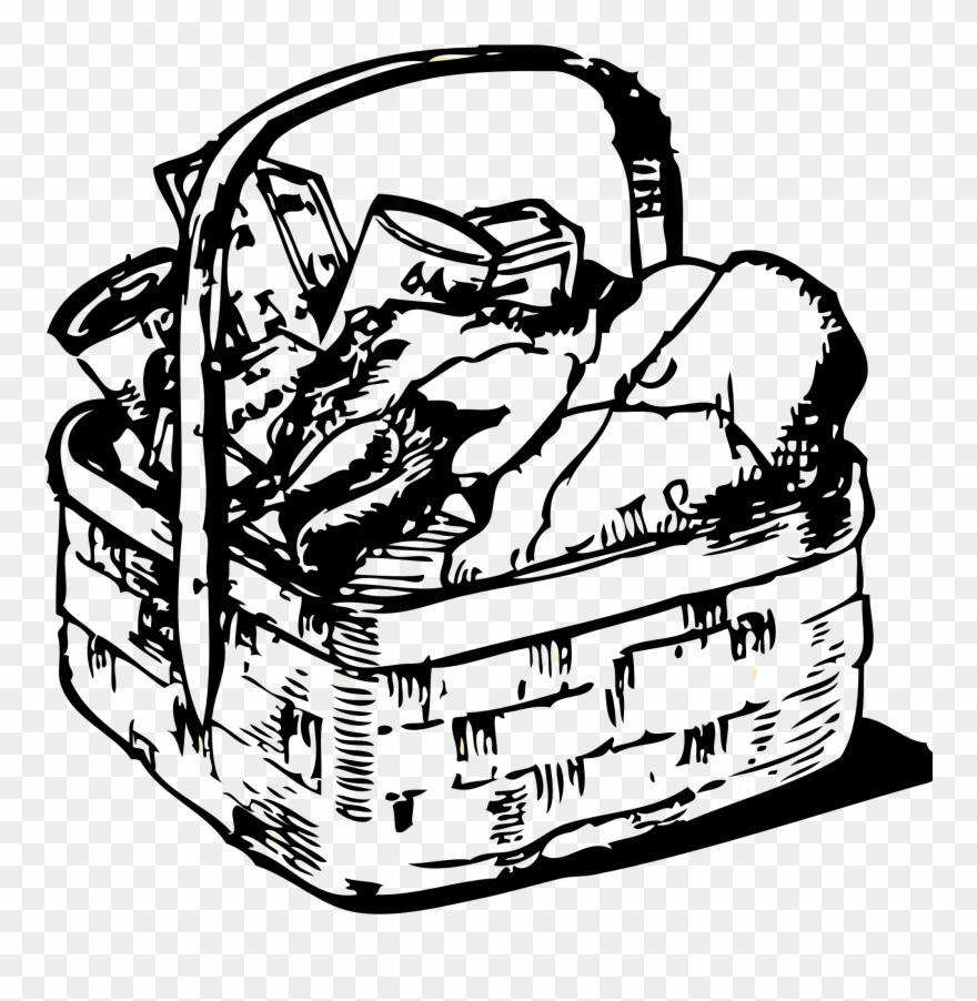 Gift Basket T Basket Clipart Black And White Clipartfest - Black And White Gift Basket Clipart - Png Download