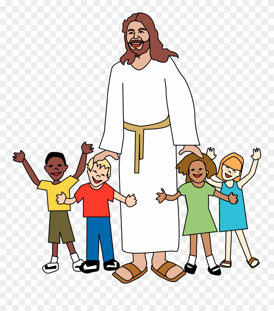 Sunday School Jesus Clip Art Merry Christmas Amp Happy - God With Children Clip Art - Png Download