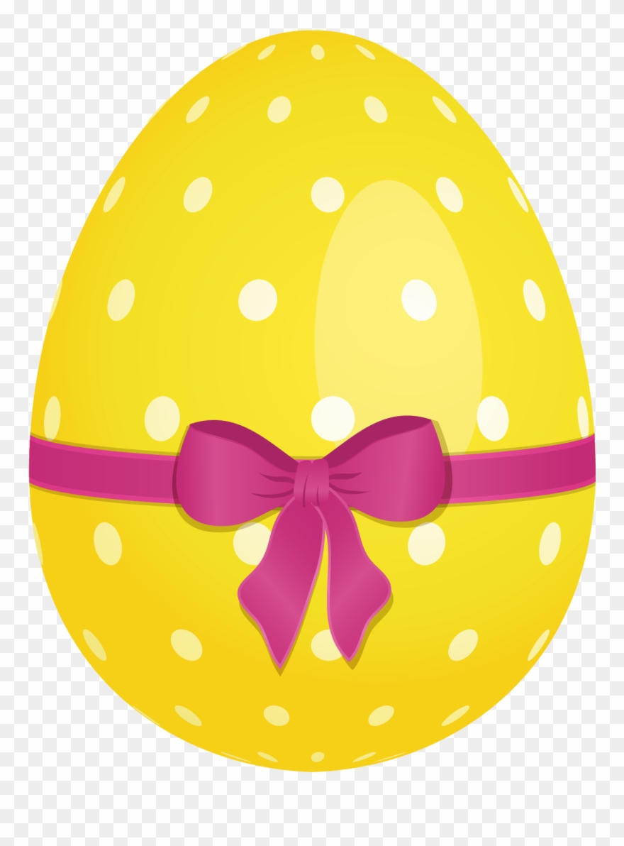 Yellow Dotted Easter Egg With Pink Bow Png Clipartu200b - Easter Egg Transparent Background