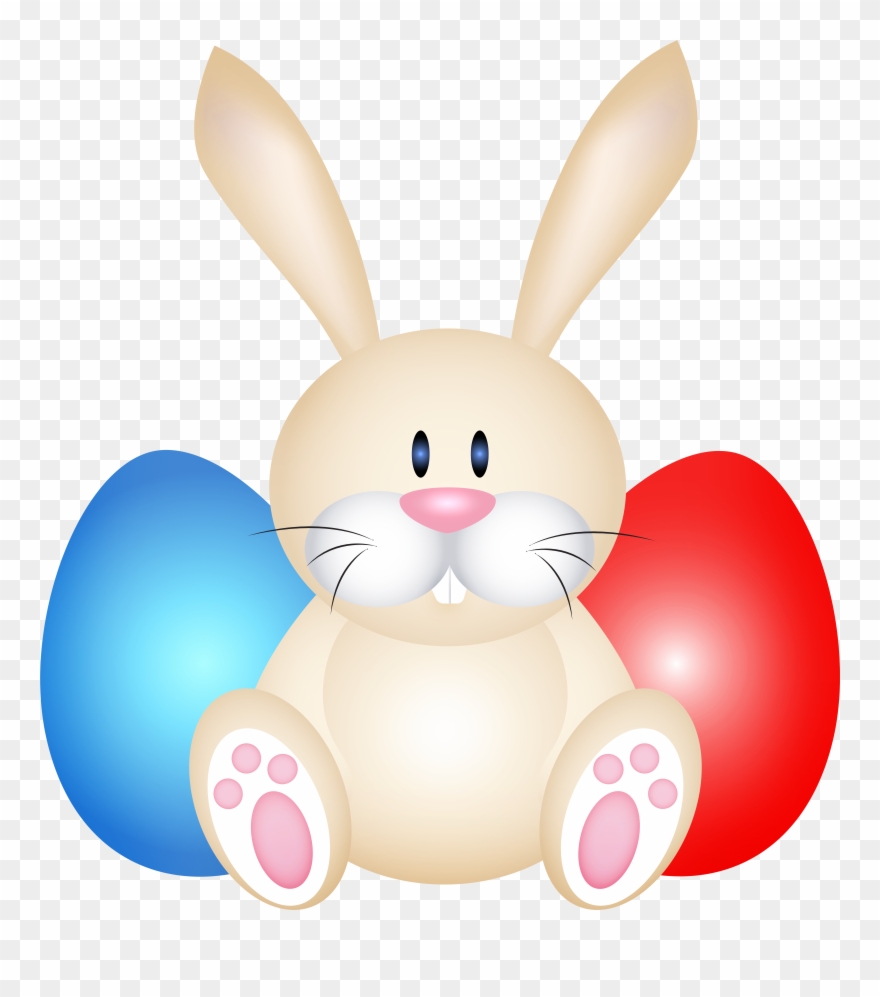 Easter Rabit Whit Eggs Png Clip Art - Rabbit Transparent Png