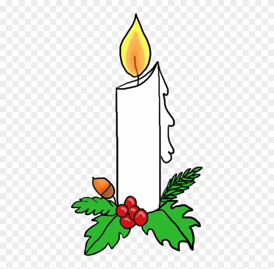 Christmas Candle With Holy - White Candle Clip Art - Png Download