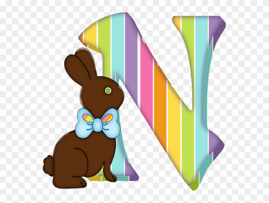 Art Letter N Chocolate Easter Bunny By - Letter B Chocolate Easter Bunny Shower Curtain Clipart