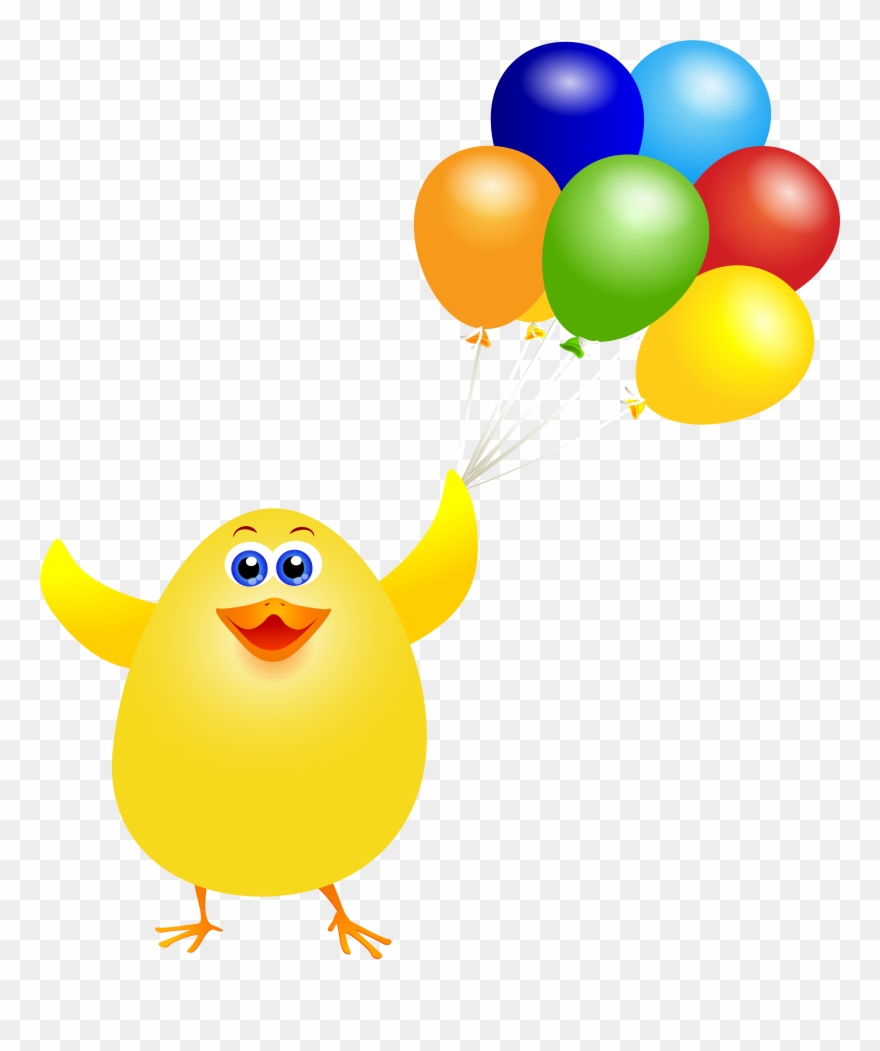 Easter - Cute Chicken Balloon Cartoon Clipart