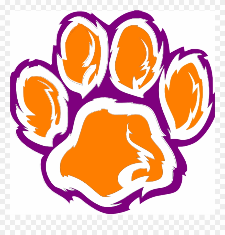 Tiger Paw White Orange Purple Clip Art At Clipart Library - Wildcat Paw - Png Download