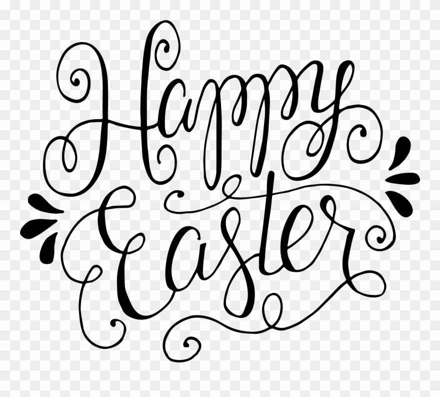 Banner Free Library Hand Lettered Happy Free - Happy Easter Black And White Clipart
