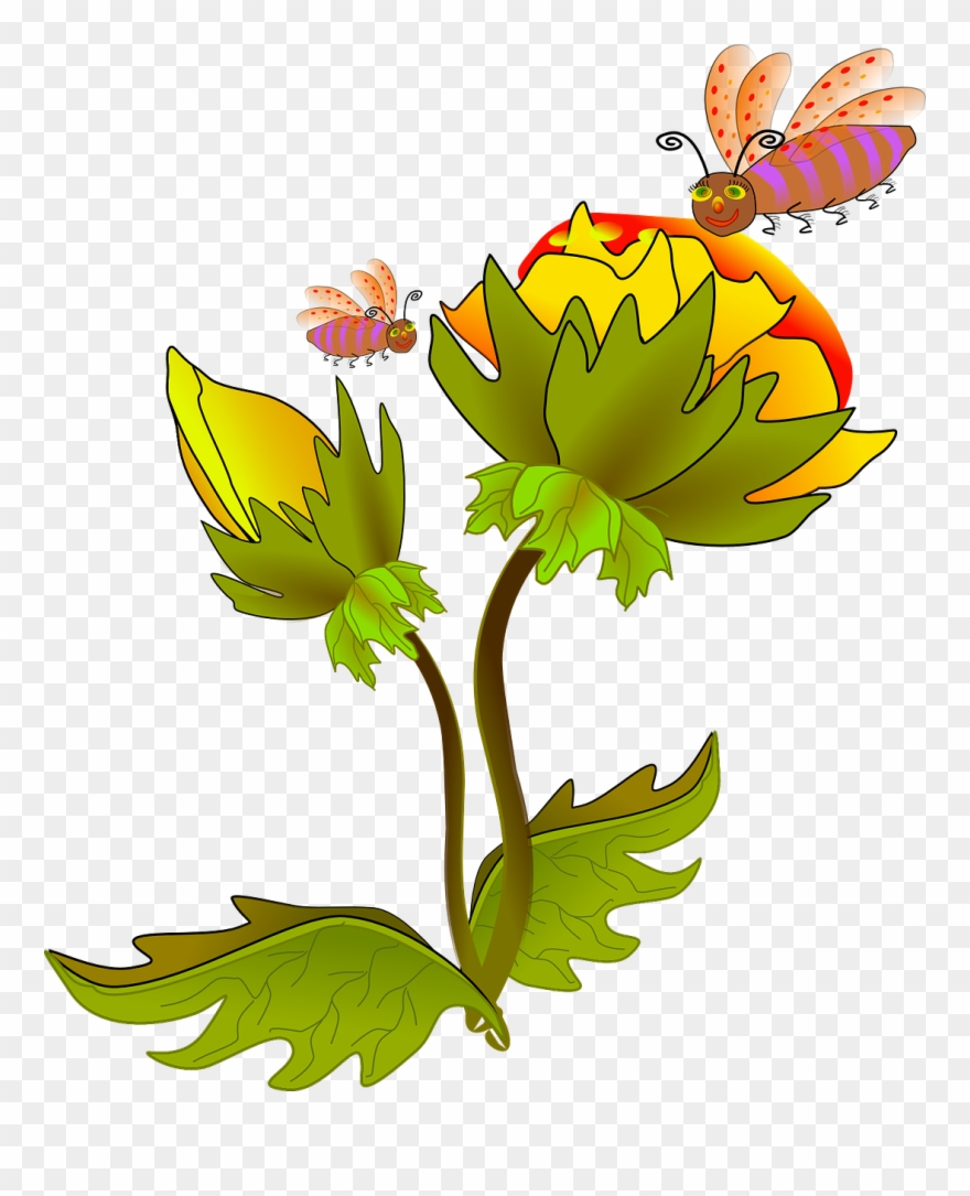 Free To Use Public Domain Flowers Clip Art - Bee On Flower Clip Art - Png Download