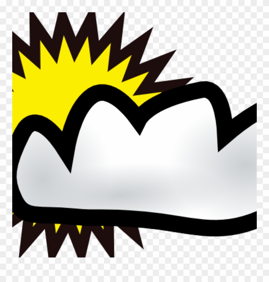Cloudy Clipart Sunny Partly Weather Clip Art Free Vector - Sunny And Cloudy - Png Download