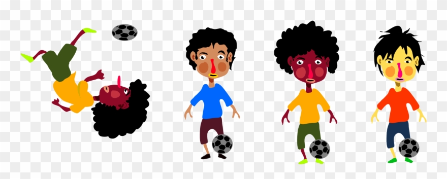 June Clipart Playing Football - Kids Playing Soccer Outside Clip Art - Png Download