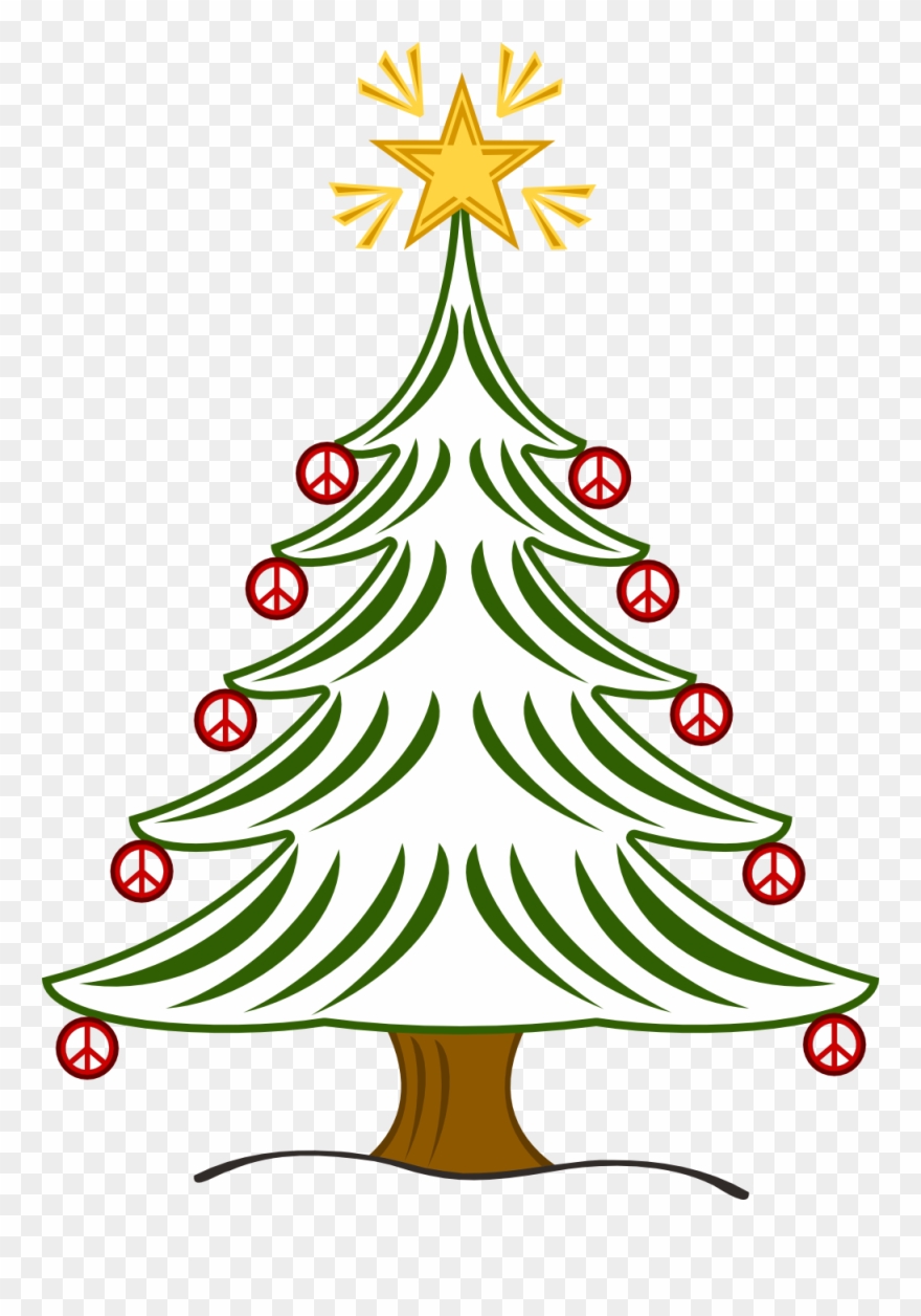 Christmas Peace Sign Clip Art - Christmas Tree Clippart Black & White - Png Download