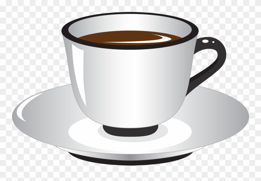 White And Black Coffee Cup Png Clipart - Clip Art Cup Of Coffee Transparent Png