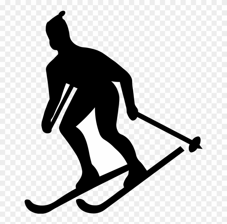 Skier Silhouette - Winter Olympic Sport Silhouettes Clipart