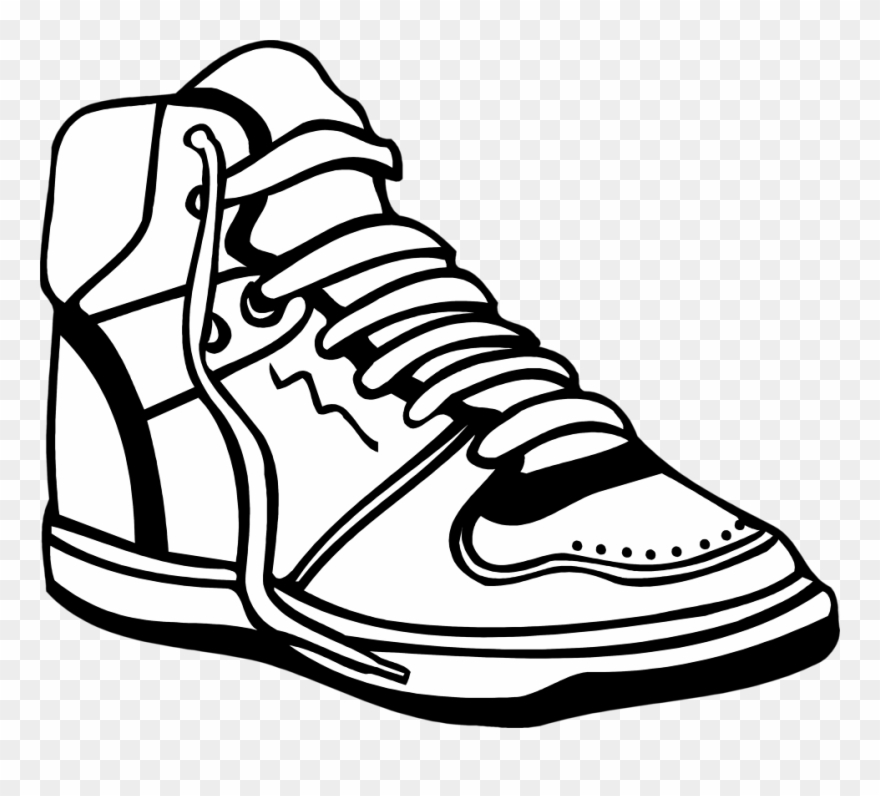 Black And White High Sneakers Clipart - Sport Shoes Clip Art - Png Download