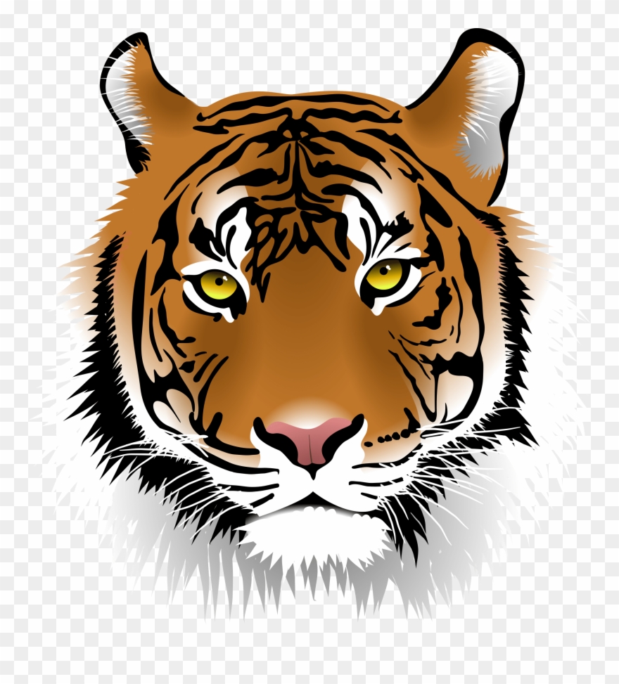 Free Elegant Tiger Face Clip Art - Bengal Tiger Head Clipart - Png Download