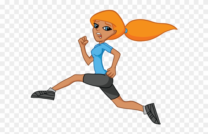 Clip Art Black And White Running Cartoons Group Catch - Cartoon Girl Running Fast - Png Download