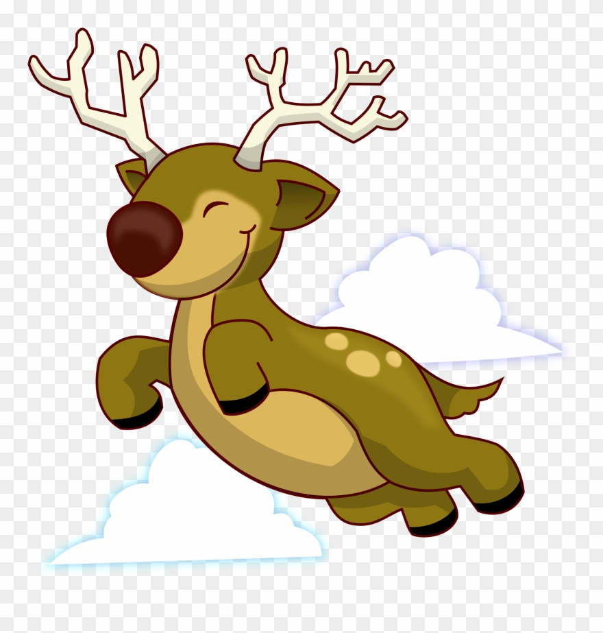 Of A Cartoon Reindeer Running Or Dancing Vector Clip - Reindeer Flying Cartoon - Png Download