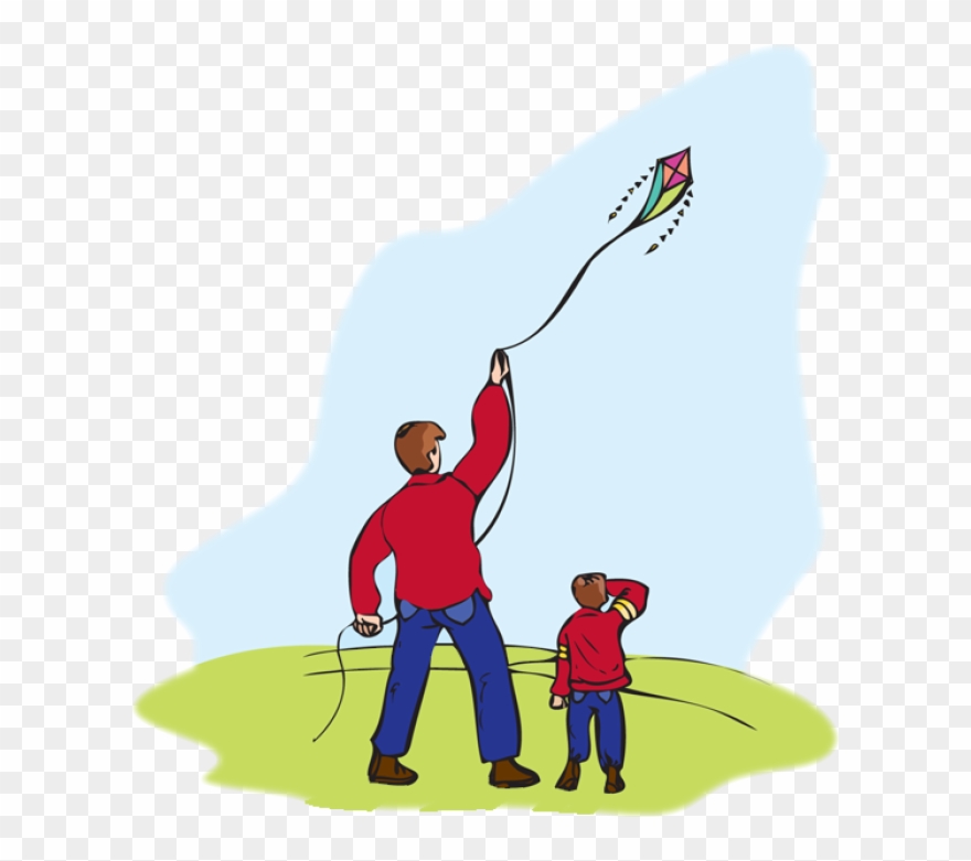 Kite Clipart Kite Runner - Father And Son With Kite - Png Download