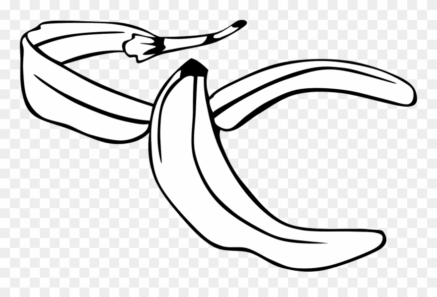 Net Clip Art Gerald G Banana Peel 1 Svg - Banana Peel Black And White - Png Download