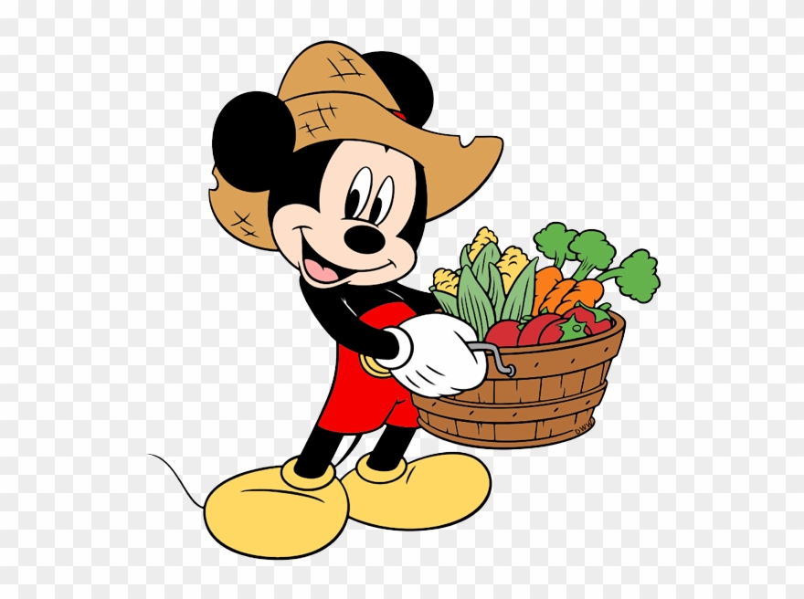 Mickey Mouse Clip Art - Mickey Mouse With Vegetables - Png Download