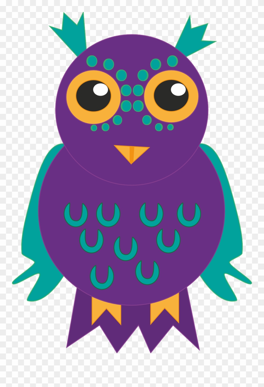 Eule, Vogel, Lila, Grün, Augen, Muster, Niedlich - Gambar Pola Burung Hantu Clipart