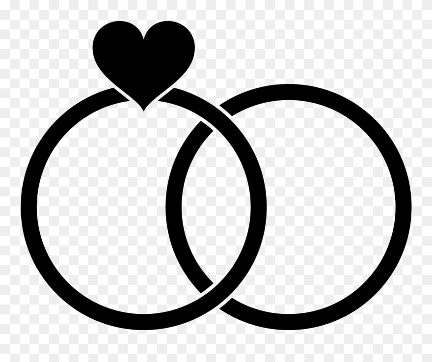 Heart, Ring, Icon, Black, Sweethearts, Wedding - Wedding Ring Clip Art - Png Download