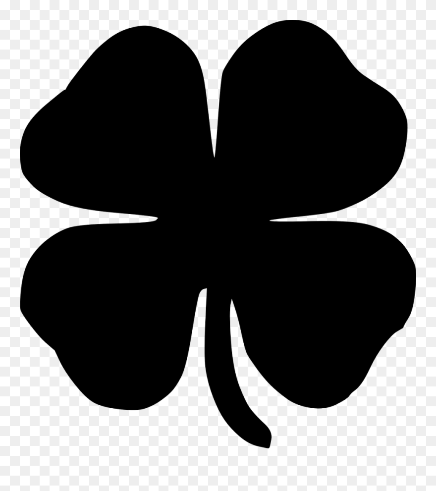 4 Leaf Clover Clip Art Black And White - 4 Leaf Clover Black - Png Download