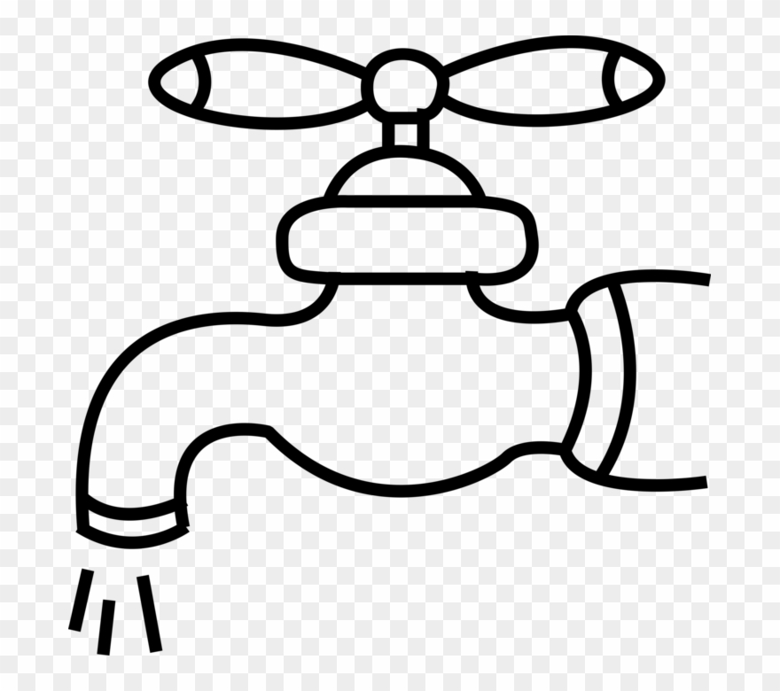 Sink Vector Tap - Line Art Clipart