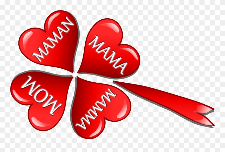 Mother's Day Hearts In A Four Leaf Clover - Mother's Day Hearts Clipart
