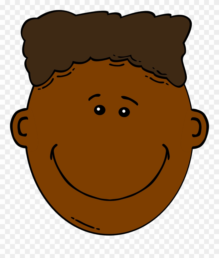 Brown Hair Clipart Boy Head - Black Man Cartoon Face - Png Download