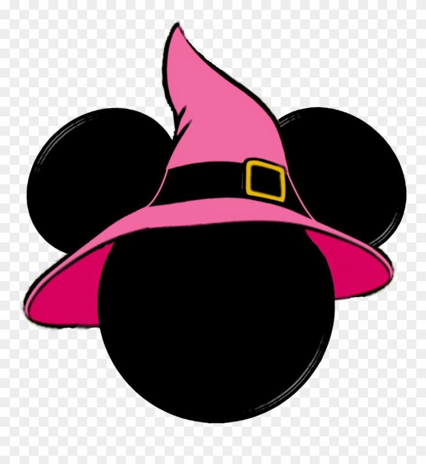 Halloween Minnie Mouse Silhouette With Witch Hat Clip - Minnie Mouse Head Halloween - Png Download